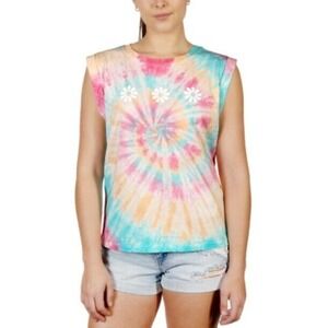 JR607 Rebellious One Juniors' Rolled-Sleeve Graphic Tie-Dyed T-Shirt Size M